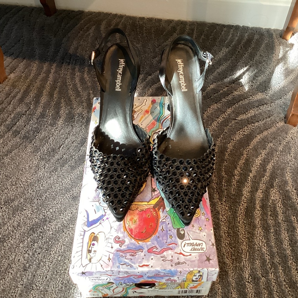 Jeffrey Campbell Shiner Slingback Rhinestone pointed toe pump size 9 Worn 1x - Picture 6 of 15